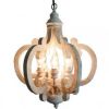 Antiqued Wood And Metal Chandelier, White *Free Shipping*