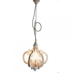 Antiqued Wood And Metal Chandelier, White *Free Shipping*