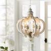 Antiqued Wood And Metal Chandelier, White *Free Shipping*