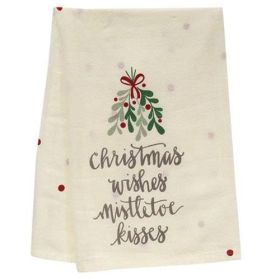 "Mistletoe Kisses" Christmas Holiday Dish Towel