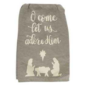 "O Come Let Us" Christmas Holiday Dish Towel