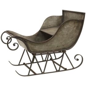 Rustic Galvanized Metal Sleigh Christmas Holiday Decoration