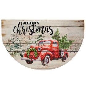 Red Truck Merry Christmas Welcome Mat