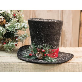 Large Black Top Hat Christmas Holiday Decoration