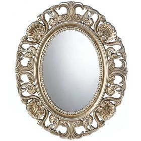 Ornate Gilded Wood Frame Oval Wall Mirror