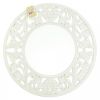 Round White Carved Wood Wall Mirror