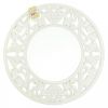 Round White Carved Wood Wall Mirror