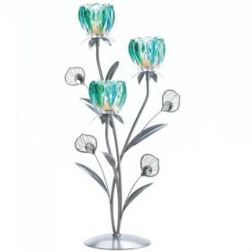 Peacock Bloom Candle Holder - Triple