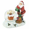 Christmas Holiday Color-Changing LED Santa and Chimney Snow Globe Figurine