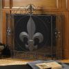 Fleur de Lis Iron Tri-Fold Fireplace Screen *Free Shipping*