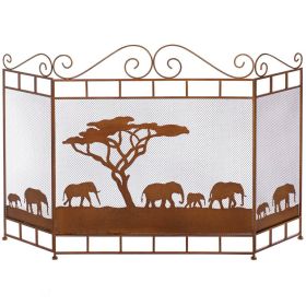 Elephants on the Savannah Fireplace Screen *Free Shipping*