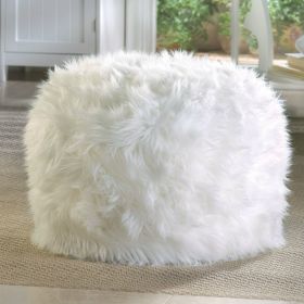 Furry White Ottoman Pouf or Seat *Free Shipping on orders over $70*