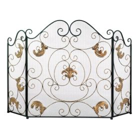 Fleur de Lis Fireplace Screen with Golden Accents *Free Shipping*