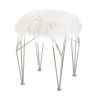 Silver Geometric Vanity Stool with White Faux Fur *Free Shipping*