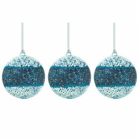 Christmas Tree Holiday Glass Ornament Set Decoration - Blue and White Beads