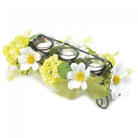 Daisy Faux Floral Candle Holder Centerpiece *Free Shipping on orders over $70*