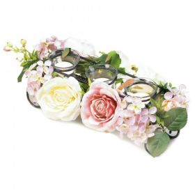 Blooming Faux Floral Candle Holder Centerpiece *Free Shipping on orders over $70*