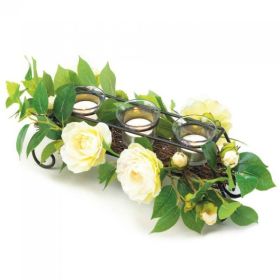 White Faux Floral Candle Holder Centerpiece *Free Shipping on orders over $70*