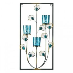 Peacock Rectangular Wall Sconce - Three Candles *Free Shipping on orders over $70*
