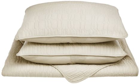 McKinley Fine Stitched Cobblestone Cotton Quilt Set, Full/Queen, Ivory *Free Shipping*