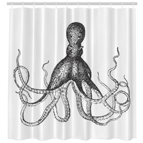 Black White Vintage Octopus Shower Curtain *Free Shipping*