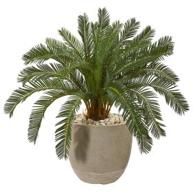 29â€ Cycas Artificial Plant In Sand Stone Planter