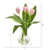 15” Tulip Artificial Arrangement In Glass Vase