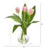 15â€ Tulip Artificial Arrangement In Glass Vase