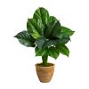 30” Large Philodendron Leaf Artificial Plant In Decorative Planter