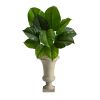 3â€™ Large Philodendron Leaf Artificial Plant In Sand Colored Urn