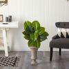 3â€™ Large Philodendron Leaf Artificial Plant In Sand Colored Urn