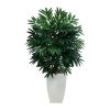 3â€™ Bamboo Palm Artificial Plant In White Metal Planter