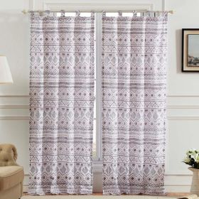 Polyester Window Curtain with Geometric Motif, Set of 2, Multicolor *Free Shipping*