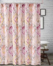 Fabric Shower Curtain with Medallion Pattern and Button Holes, Multicolor *Free Shipping*