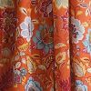 Paris 4 Piece Floral Print Fabric Curtain Panel with Ties, Orange *Free Shipping*