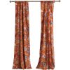 Paris 4 Piece Floral Print Fabric Curtain Panel with Ties, Orange *Free Shipping*