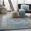 4â€™x6â€™ Light Blue Distressed Medallion Area Rug