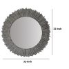 32 Inch Round Beveled Floating Wall Mirror with Sunflower Wooden Frame, Gray *Free Shipping*