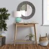 32 Inch Round Beveled Floating Wall Mirror with Sunflower Wooden Frame, Gray *Free Shipping*