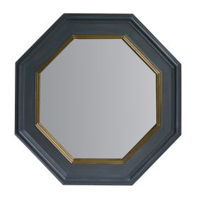 32 Inch Octagonal Shape Wooden Floating Frame Flat Wall Mirror, Gray *Free Shipping*