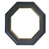 32 Inch Octagonal Shape Wooden Floating Frame Flat Wall Mirror, Gray *Free Shipping*