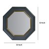 32 Inch Octagonal Shape Wooden Floating Frame Flat Wall Mirror, Gray *Free Shipping*