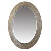 Oval Wood Encased Beveled Wall Décor Mirror with Reeded Design, Silver *Free Shipping*