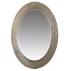 Oval Wood Encased Beveled Wall DÃ©cor Mirror with Reeded Design, Silver *Free Shipping*