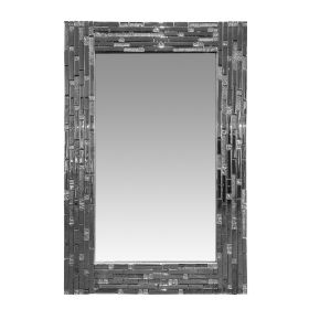 Mosaic Tile Design Rectangular Accent Wall Mirror, Silver *Free Shipping*