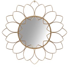 Round Metal Décor Wall Mirror with Oval Motif, Brown and Gold *Free Shipping*