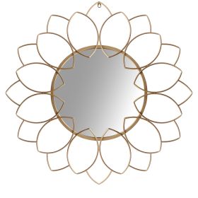 Round Metal DÃ©cor Wall Mirror with Oval Motif, Brown and Gold *Free Shipping*