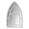 Arched Window Pane Wooden Wall Mirror with Trimmed Details, Silver *Free Shipping*