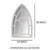 Arched Window Pane Wooden Wall Mirror with Trimmed Details, Silver *Free Shipping*