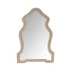 Scalloped Top Wooden Framed Wall Mirror with Geometric Texture, Brown *Free Shipping*